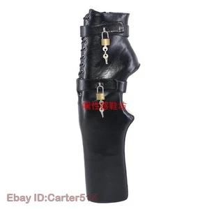 38cm Hoof Heel Knee Boots Sexy Stage Show Leather SM Shoes Fetish Cosplay - Picture 1 of 16