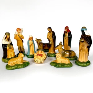 Vintage 1960s Sears 11 Piece Christmas Nativity Set Hand Painted Ceramic 5" - Picture 1 of 24