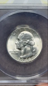 1946-D Washington Silver Quarter ANACS MS66 - Cert 7749915 - Picture 1 of 4