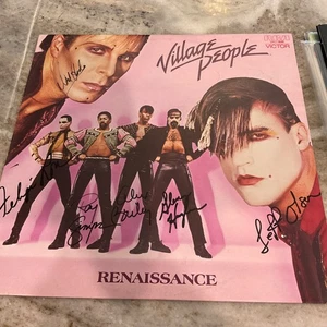 VILLAGE PEOPLE LP RENAISSANCE 1981 FULLY AUTOGRAPHED Australian Press - Picture 1 of 3