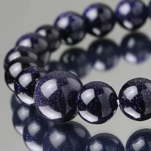 Japanese Juzu-style Healing Stone Bracelet Blue Goldstone w/Box Japan Made #N17 - Picture 1 of 7