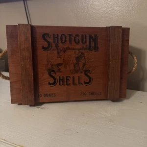 VINTAGE WOOD SHOTGUN SHELLS/BOX WOOD CRATE, GROUSE, HUNTING DOG GUN DOG, STORAGE - Picture 1 of 21