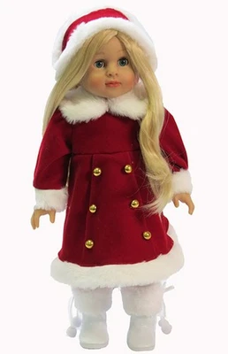 Christmas Classic Red & White Dress w/Headpiece fits 18" American Girl Size Doll
