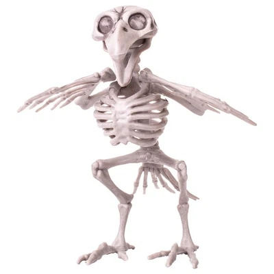 7-in Horror CROW SKELETON BONES Dead Pet Bird Poseable Halloween Prop Decoration