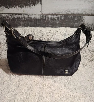 Bolso de Mano "The Sak" Mediano Cuero Guijarro Negro 12" X 5.5" X 4" Correa Hebilla Foto 1 de 4