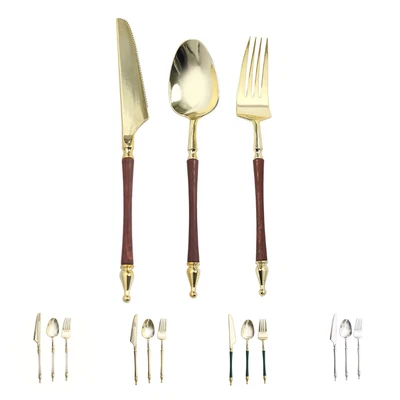 Juego de 24 cubiertos de plástico con mango de columna romana cuchara tenedor cuchillo vajilla fiesta hogar Foto 1 de 2