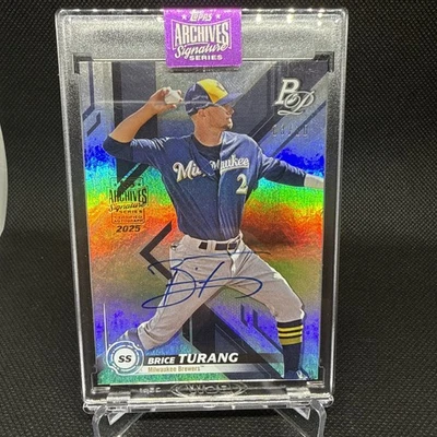 Topps Archives 2019 Bowman Platinum  Brice Turang #TOP-61 (RC) On Card Auto - Image 1 of 3