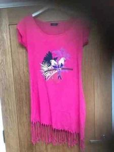 Ladies Beach Dress Pink Caribbean Style Dress Bird Pattern Size 10 - Picture 1 of 8