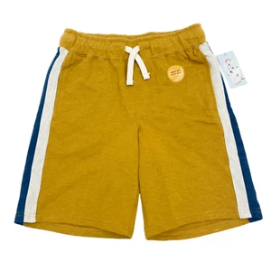 Cat & Jack Boys Size M 8/10 Knit Shorts Striped Side Pockets Gold/Navy - Picture 1 of 10