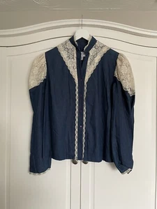 Vintage Pitchfork Brand Denim & Lace Western Square Dance Shirt Size Medium - Picture 1 of 4