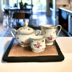 Treasure Chest First Love Toothpick Holder Sugar Bowl & Creamer 3 Pc Set Bavaria - Picture 1 of 20