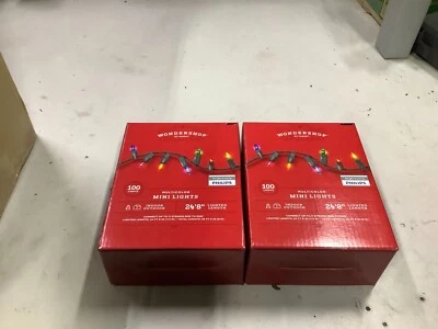 (2) Wondershop multicolor Mini Christmas Lights (ea 24’8” 100 Lights) Indoor/Out - Image 1 of 2