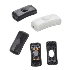INLINE SWITCH BLACK WHITE For TABLE STANDARD LAMP ROCKER LIGHT CORD Z4W3 - Foto 1 di 14