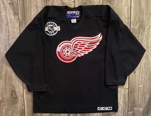 Vintage CCM Detroit Red Wings Center Ice NHL Hockey Jersey Black Men's Large Cover