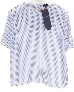 NEW Armani Jeans Short Sleeve Printed Silk Top w/ Camisole - 44/US 8 - Picture 1 of 4