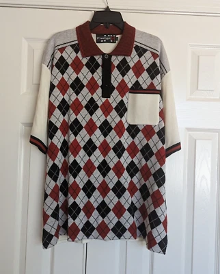 Vintage Royal Prestige Polo Shirt Mens 2XL  Geometric Multicolor Acrylic Blend - Image 1 of 4