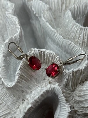 Pendientes de espinela de plata de ley 925 longitud 1,1 pulgadas Foto 1 de 4