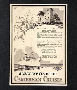 1924 Große Weiße Flotte Werbung Karibik Kreuzfahrten Kuba Antik Druck AD - Bild 1 von 2