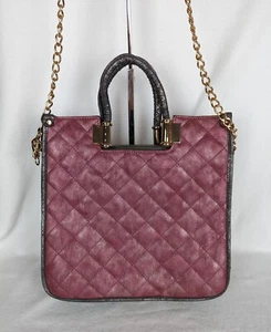 Rare Pink Purse Handbag Leather Shoulder Bag Double Handles Quilted LG Excellent - Picture 1 of 8