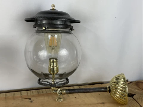 PAIR Antique 1890’s Converted Gas Wall Sconces Mission Industrial Porch Lanterns Cover