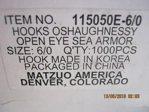40 Matzuo open eye oshaugnessey  fishing hooks 6/0 sea armor needle sharp - Picture 1 of 6
