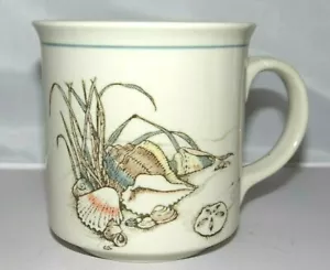 Otagiri Hand Painted Etched Stoneware Coffee Mug SEA SHELLS Sand Dollar Vintage - Picture 1 of 6
