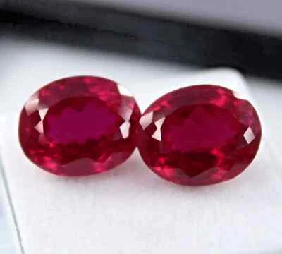 11x9MM Flawless Lab Grown Blood Red Ruby Oval Cut VS1 Quality Loose Gemstone2PCS - Image 1 of 4