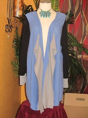 KATE HILL NUEVO CON ETIQUETAS $108 Color Block Negro Rosa Morado Gris Azul Cárdigan Mujer  Foto 1 de 2