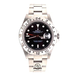 Rolex Explorer II 16570 Black Dial 40mm GMT Stainless Steel Watch PAPERS - Picture 1 of 6