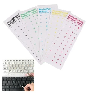 1PCMulticolour Russian Transparent Keyboard Stickers Language Alphabet Black Whi - Photo 1/20