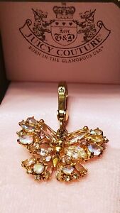 RARE NEW JUICY COUTURE GOLD JEWELED GEM CRYSTAL PINK BUTTERFLY CHARM YJRU2729