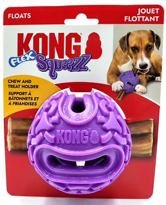 Dispensador de golosinas KONG Squeezz Flex Ball Md/Lg soporte para masticar y golosinas juguete para perros 3,75" Foto 1 de 4