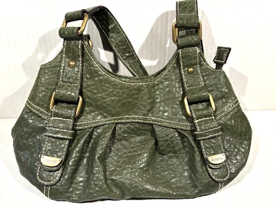 Bolso de Hombro ROSETTI Doble Hebilla Verde Texturizado Guijarro Imitación Cuero Foto 1 de 4