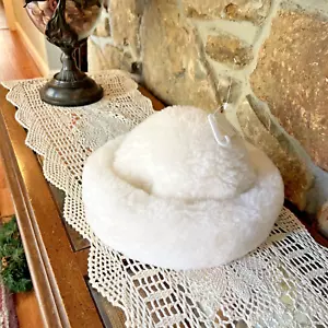 Cappello shearling bianco in vera pelle di pecora nuovo taglia small S foderato Rt. 89€ Splendido - Foto 1 di 5