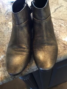 Cole Haan Bootie Womens SIze 7 Metallic Leather Boots Zip Gold Black Distressed - Picture 1 of 7