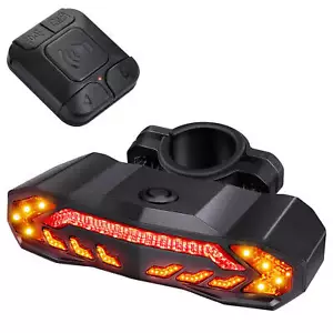 Smart Bike Tail Light Turn Signals USB Rechargeable 31 LEDs with Remote Control - Picture 1 of 12