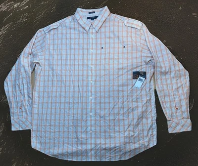 Camisa de vestir Sean John 4XLT manga larga nueva con etiquetas $88 grande alta naranja a cuadros Foto 1 de 4