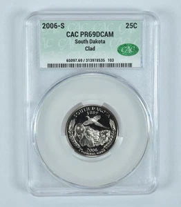 2006-S Washington State Quarter South Dakota CLAD PR69 DCAM CAC CACg *3602 - Picture 1 of 5