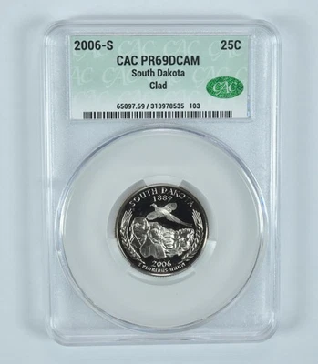 2006-S Washington State Quarter South Dakota CLAD PR69 DCAM CAC CACg *3602 - Image 1 of 4
