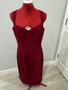 Dress The Population Eve Sweetheart Twist Front Cocktail Midi Sheath Dress Red - Picture 1 of 8