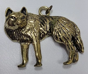 Wolf goldfarben/Messing 2D großer Charm oder Anhänger unbeschriftet - Bild 1 von 5