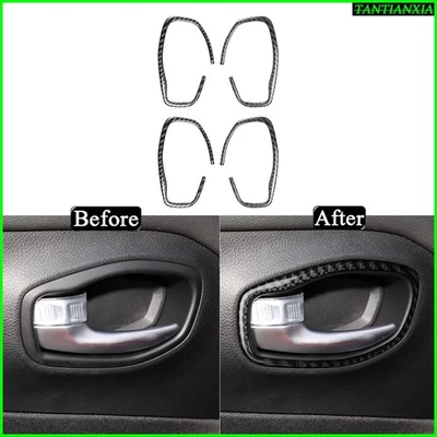 Kit de moldura de manija de puerta delantera trasera de fibra de carbono real para Jeep Renegade 2015-23 Foto 1 de 4