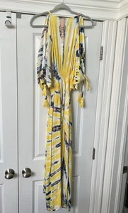 Zury Maxi Dress Womens O/S Rayon Tie Dye Beach Boho Summer Cover Cold Shoulder - Picture 1 of 7