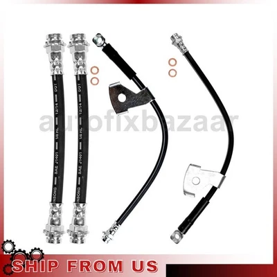 Linha de freio hidráulica de mangueira de freio dianteiro traseiro 4 compatível com Buick Riviera 3.8L 5.7L 5.0L - Imagem 1 de 4