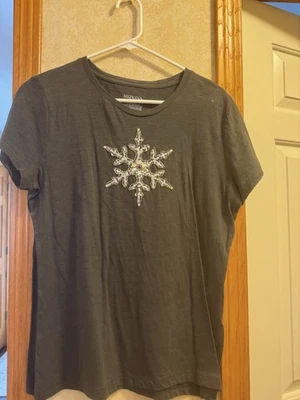 Sequin Snowflake Merona T Shirt (L) NWOT - Image 1 of 2