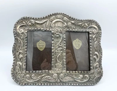 Marco de fotos antiguo F Jahncke Perú 900 plateado reposado martillado a mano Foto 1 de 4