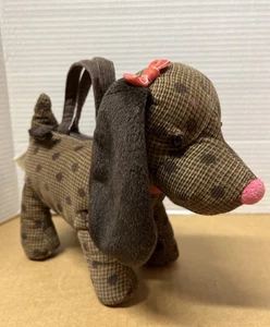Gymboree Brown Polka Dot Puppy Dog Plush Stuffed Animal Purse - Picture 1 of 11