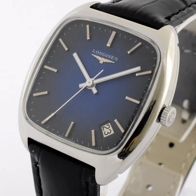 瑞士 LONGINES 8391 原装蓝色毕业表盘手册上风日期悬浮手表 — 第 1/4 张图片