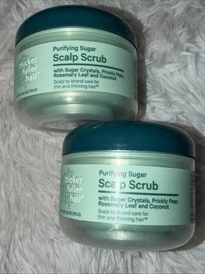Exfoliante purificador de cabello más grueso y lleno azúcar cuero cabelludo vegano adelgazamiento del cabello 6 OZ Foto 1 de 4