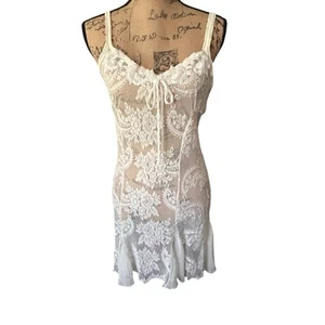Lucie Ann Sz M Chemise Lacy Nightdress Flowy Stretchy Sequined V-Neck Sexy Fairy - Picture 1 of 14